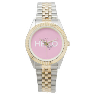 Reloj de pulsera "Hello" rosa personalizado con Pe