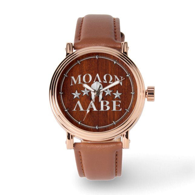 Reloj De Pulsera Helmet Mahogany, guerrero espartano de Molon Labe (Anverso)