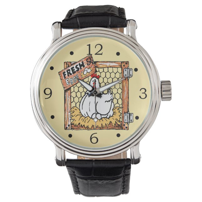 Reloj De Pulsera Hen Con Agricultores De Huevos (Anverso)