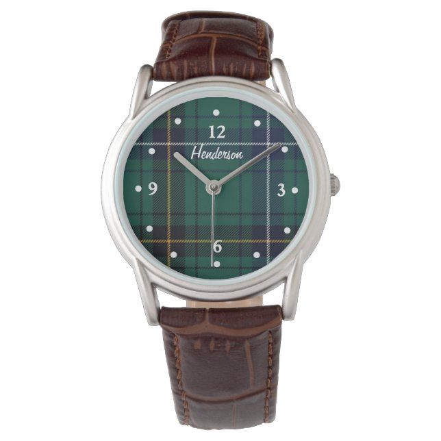 Reloj De Pulsera Henderson Tartan Plaid Fase Fase Personalizado Wat (Anverso)