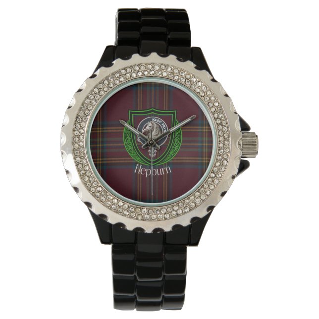 Reloj De Pulsera Hepburn Scottish Clan Tartan & Crest (Anverso)