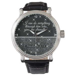 Reloj De Pulsera Hermosa Biblia Verse texto Estrellas Purpurinas pl
