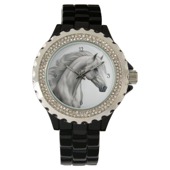 Reloj De Pulsera Hermosa Cabeza Blanca de Caballo (Anverso)