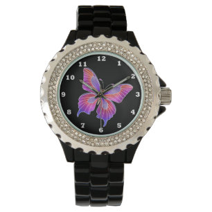 Reloj De Pulsera Hermosa diamante de imitación de mariposa de vidri