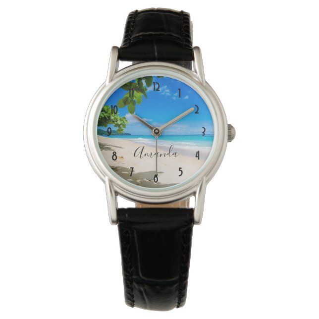 Reloj De Pulsera Hermosa foto soleada de playa tropical (Anverso)