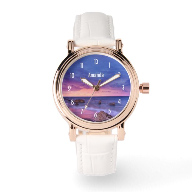 Reloj De Pulsera Hermosa fotografía de la costa atardecer (Anverso)