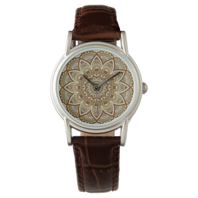 Reloj De Pulsera Hermosa Moda exótica de Boho Mandala en tonos tier (Anverso)