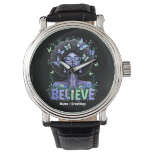 Reloj De Pulsera Hermosa mujer africana reina negra rezando tributo