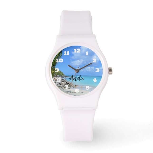 Reloj De Pulsera Hermosa playa tropical turquesa (Anverso)