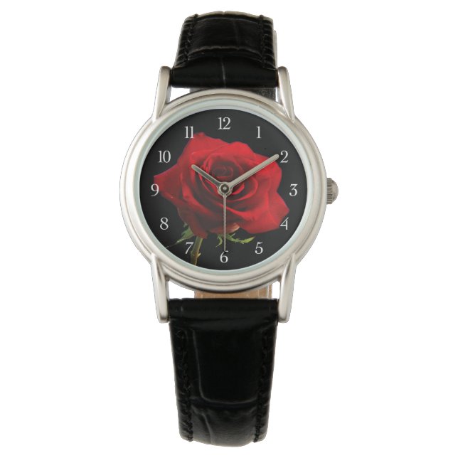 Reloj De Pulsera Hermosa Rosa Roja (Anverso)