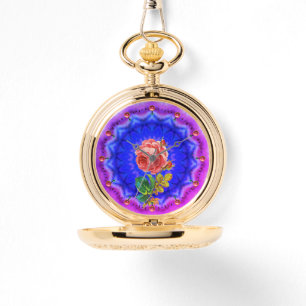 RELOJ DE PULSERA HERMOSA ROSA ROSA DE ROSA EN CÍRCULOS PSICODELICOS