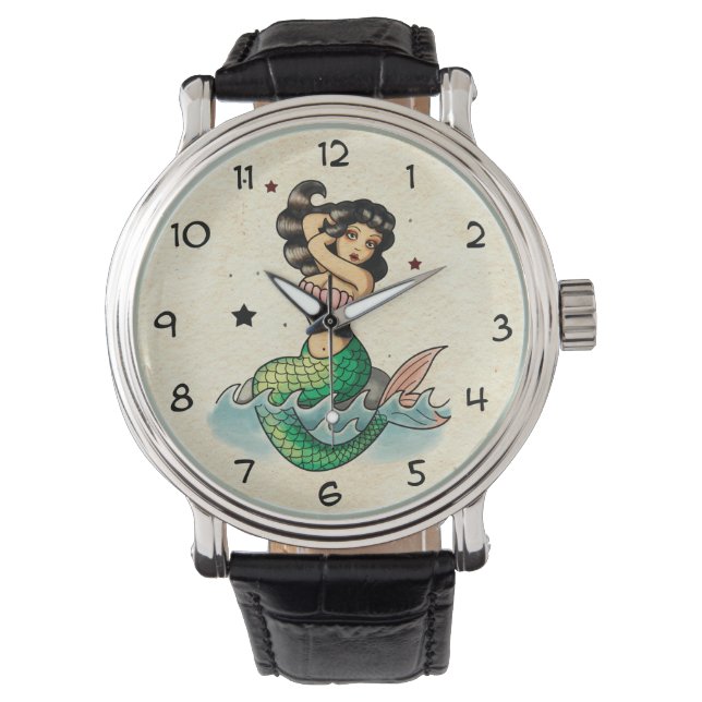 Reloj De Pulsera Hermosa sirena de la vieja escuela (Anverso)