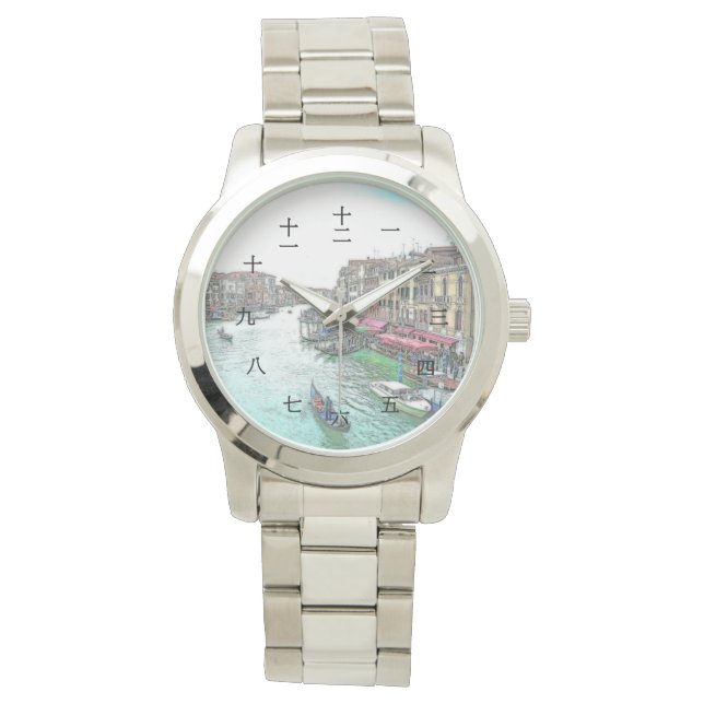 Reloj De Pulsera Hermosa Venecia Italia con números chinos (Anverso)