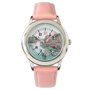Reloj De Pulsera Hermosa Venecia Italia con números rosas