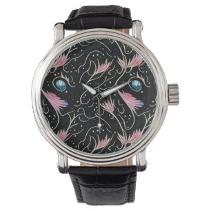 Reloj De Pulsera Hermosas Flores y Patrón de Swirls