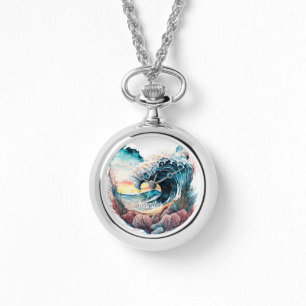 Reloj De Pulsera Hermosas olas de colores en el océano