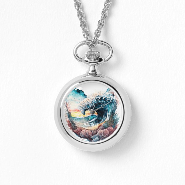 Reloj De Pulsera Hermosas olas de colores en el océano (Anverso)