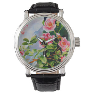 Reloj De Pulsera Hermosas rosas rojas rojas blancas color agua flor