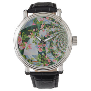 Reloj De Pulsera Hermosas rosas rojas rosadas retro acuarela floral
