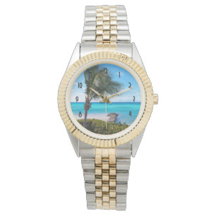 Reloj De Pulsera Hermoso árbol de palma tropical ventoso