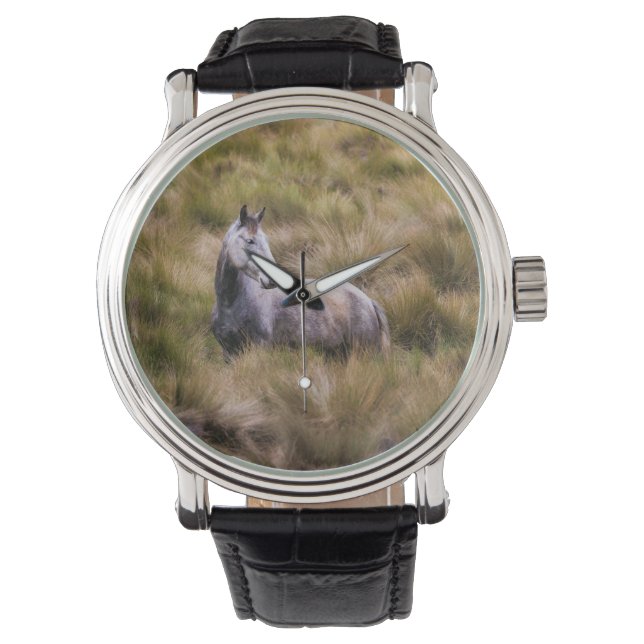Reloj De Pulsera Hermoso caballo blanco de pradera (Anverso)