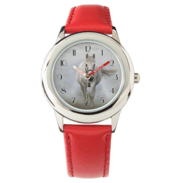 Reloj De Pulsera Hermoso caballo blanco en la niebla (Anverso)