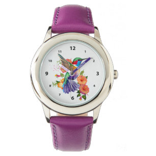 Reloj De Pulsera Hermoso Colibrí y Flores