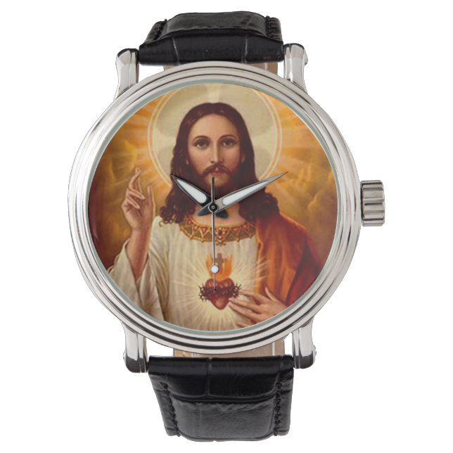 Reloj De Pulsera Hermoso corazón sagrado religioso de la imagen de  (Anverso)