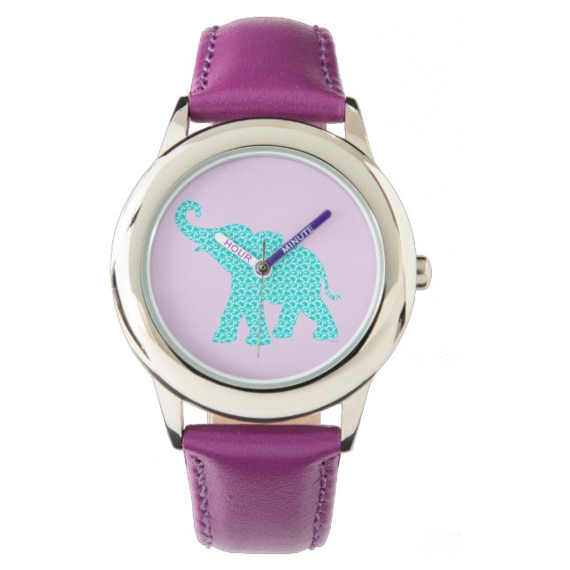 Reloj De Pulsera Hermoso elefante ornato morado (Anverso)