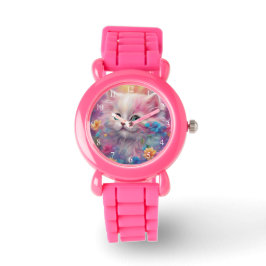 Reloj De Pulsera Hermoso Gato Blanco Fluffy