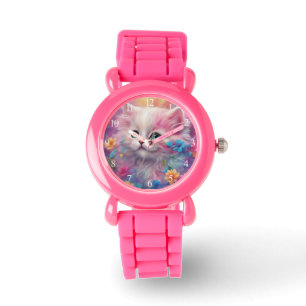 Reloj De Pulsera Hermoso Gato Blanco Fluffy