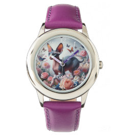 Reloj De Pulsera Hermoso gato y flores de Sfinx