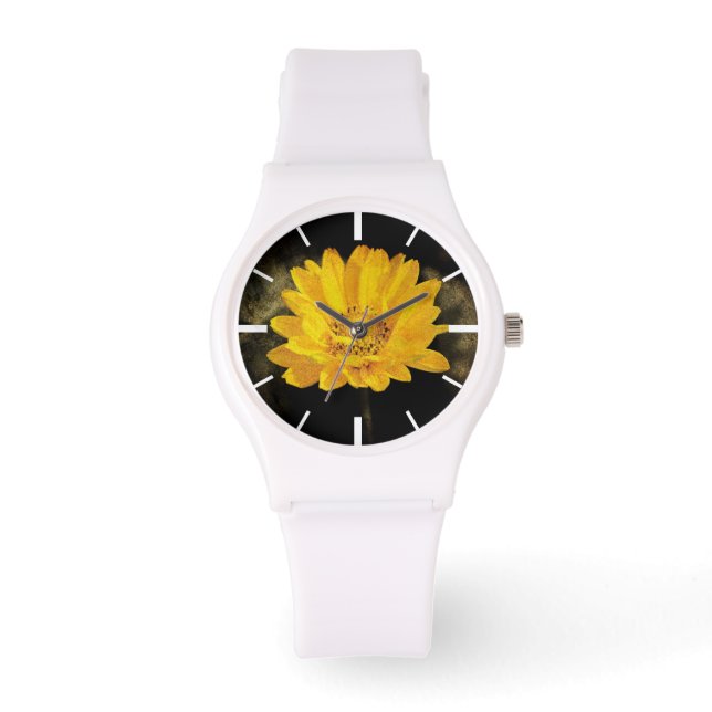 Reloj De Pulsera Hermoso girasol con fondo marrón oscuro (Anverso)