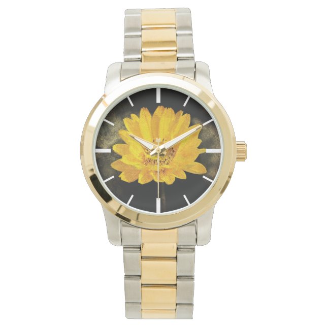 Reloj De Pulsera Hermoso girasol con fondo marrón oscuro (Anverso)