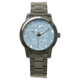 Reloj De Pulsera Hermoso graffiti en pared caligrafía verde