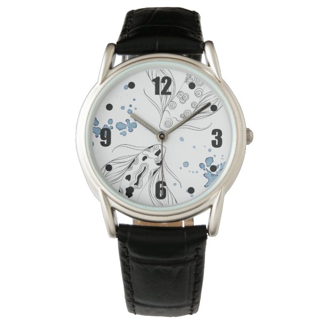 Reloj De Pulsera Hermoso Koi Fish Japonés Nadando (Anverso)