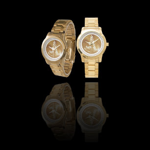 Reloj De Pulsera Hermoso Latte Floral Leaf Art Tree Gold