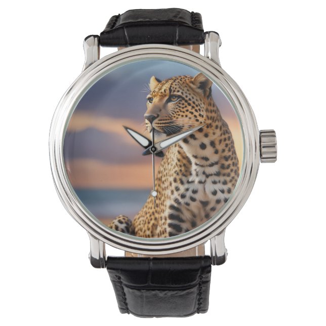 Reloj De Pulsera Hermoso leopardo (Anverso)