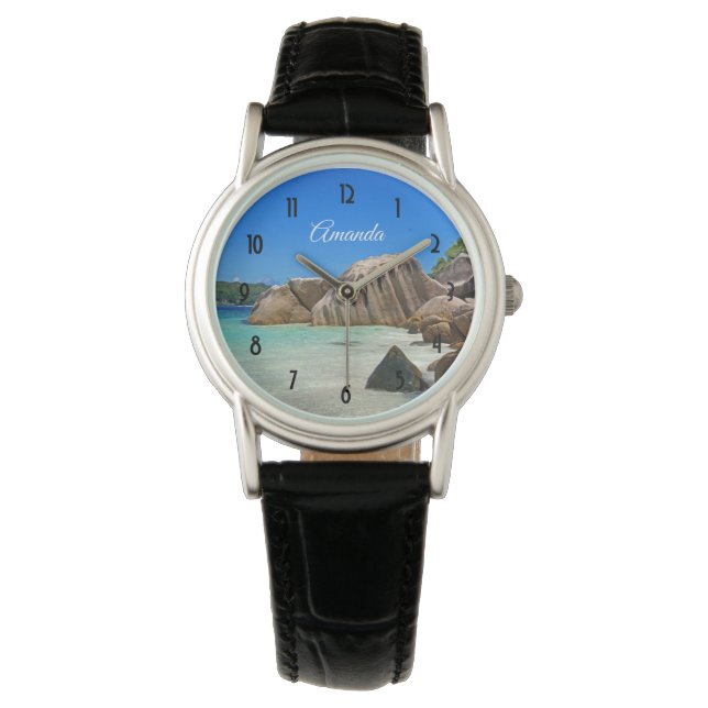 Reloj De Pulsera Hermoso mar tropical con costa cubierta de roca (Anverso)