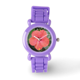 Reloj De Pulsera Hermoso Naranja Hibiscus fLower Watch Numerado