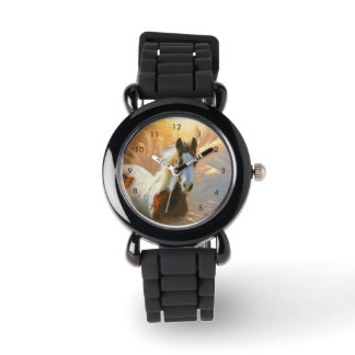 Reloj De Pulsera Hermoso Paint Horse Silver Purpurina Watch