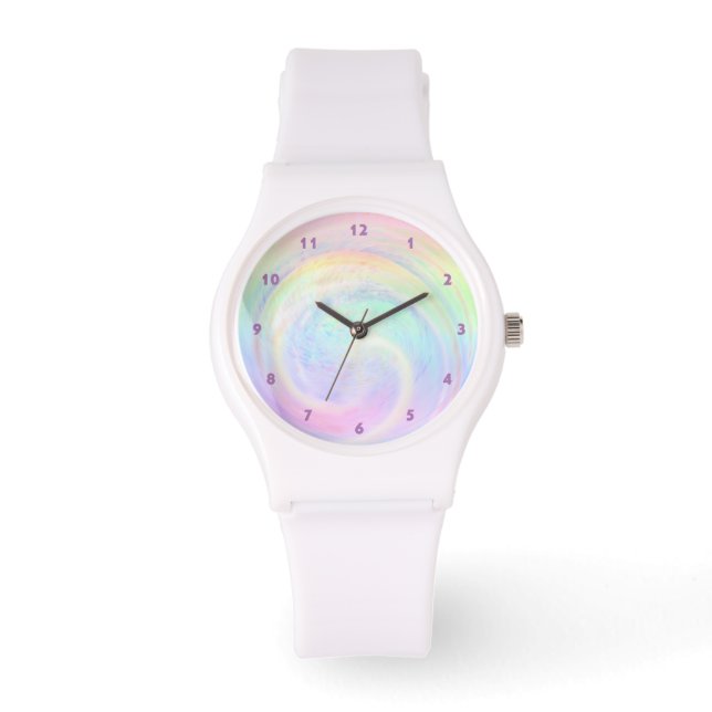 Reloj De Pulsera Hermoso Pastel Arcoiris Estético Abstracto Swirl (Anverso)