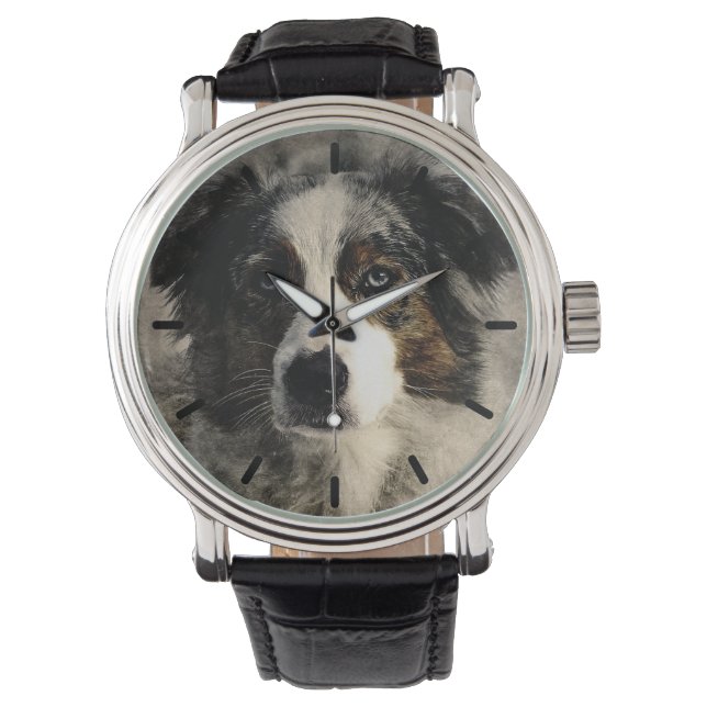 Reloj De Pulsera Hermoso Pastor Australiano Personalizado (Anverso)