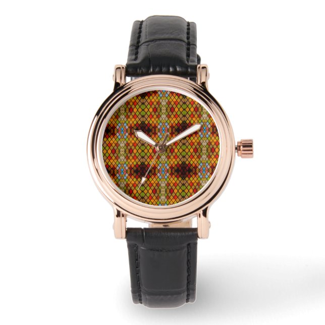 Reloj De Pulsera Hermoso patrón de ventana de vidrio emplomado  (Anverso)