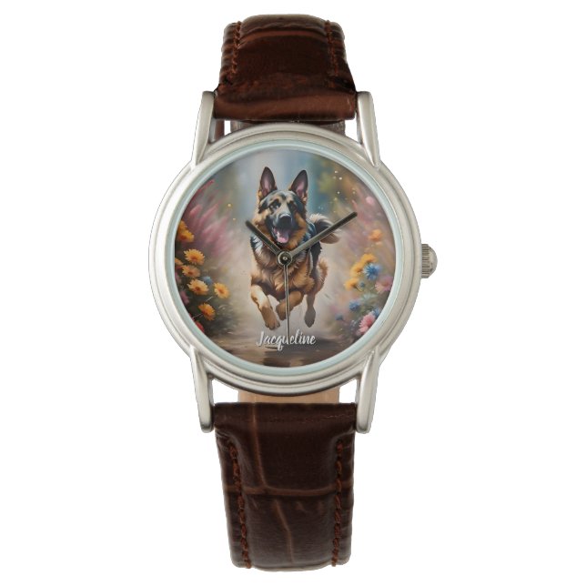Reloj De Pulsera Hermoso perro pastor alemán (Anverso)
