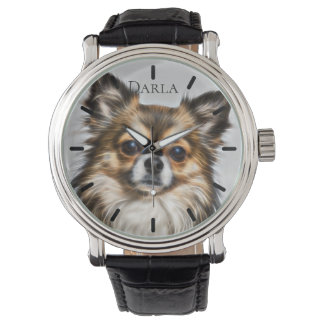 Reloj De Pulsera Hermoso Personalizado Chihuahua de tres colores pe
