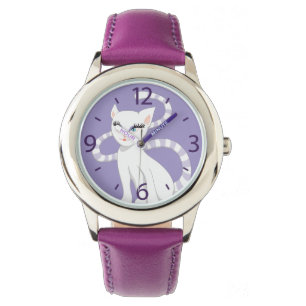 Reloj De Pulsera Hermoso Personalizado lindo Chica gato blanco