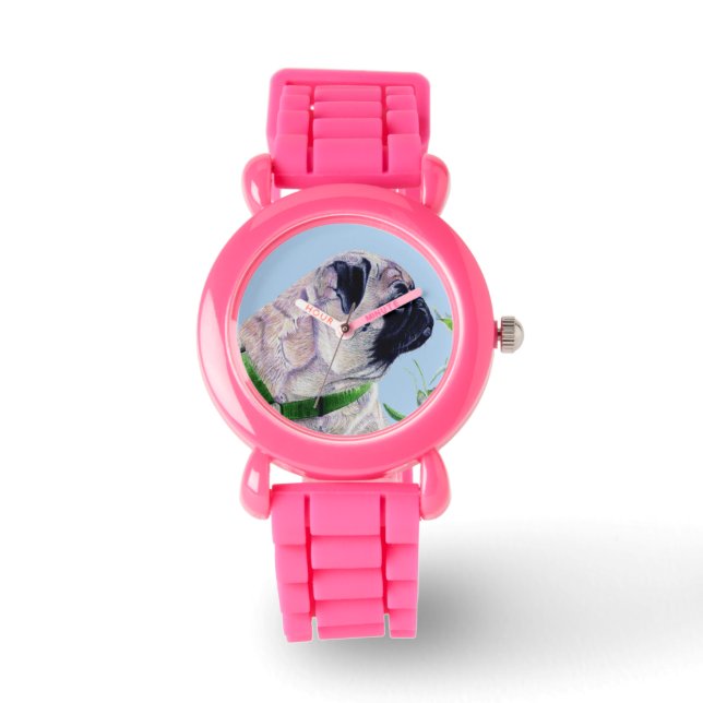 Reloj De Pulsera Hermoso Pug Puppy (Anverso)