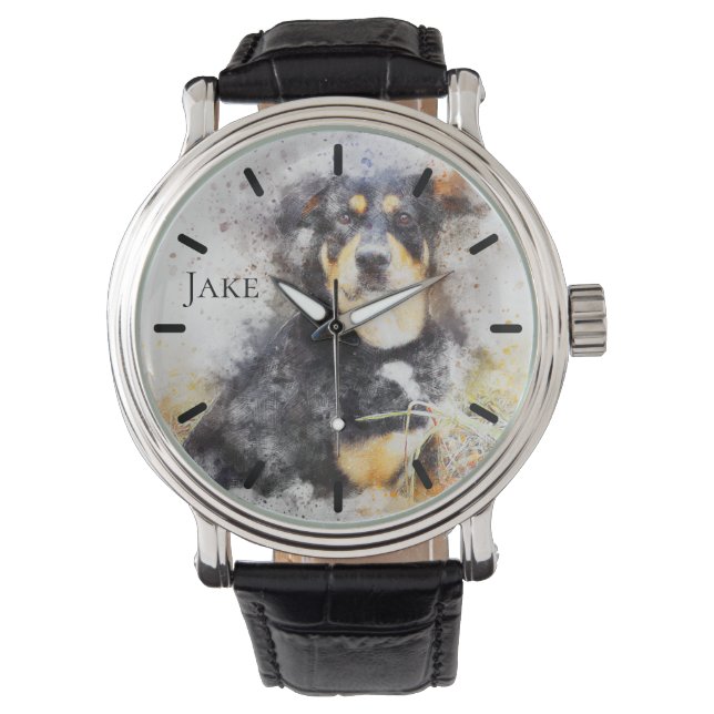 Reloj De Pulsera Hermoso Rottweiler Personalizado (Anverso)