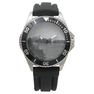 Reloj De Pulsera Hermosos árboles y naturaleza en la niebla